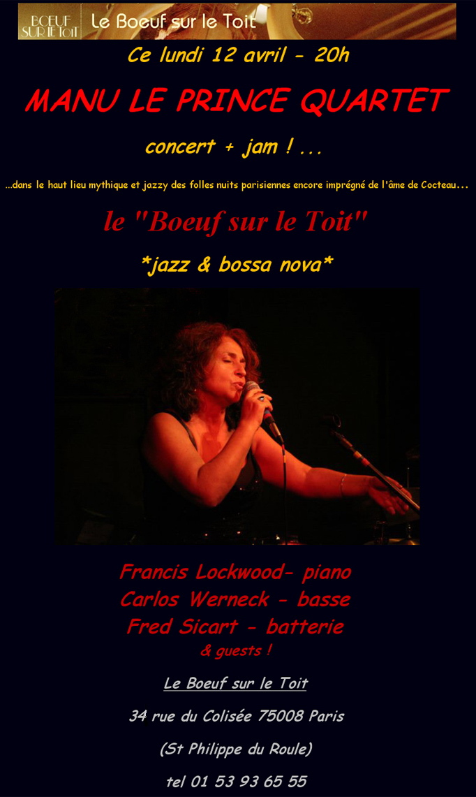Concert au boeuf sur le toit le 12 Avril 
